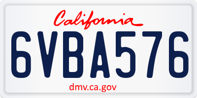CA license plate 6VBA576
