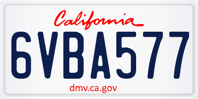 CA license plate 6VBA577