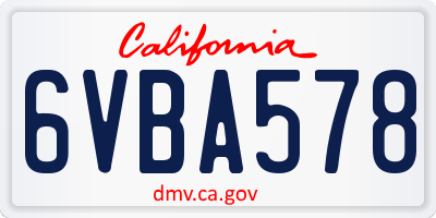 CA license plate 6VBA578