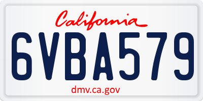 CA license plate 6VBA579