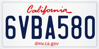 CA license plate 6VBA580