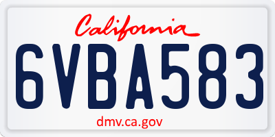 CA license plate 6VBA583