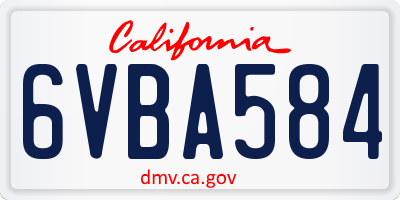 CA license plate 6VBA584