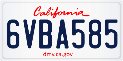 CA license plate 6VBA585