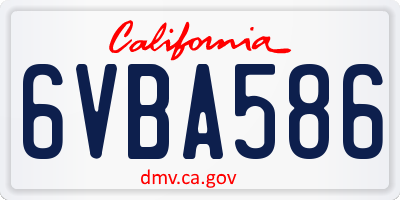CA license plate 6VBA586