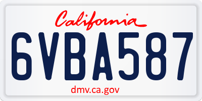 CA license plate 6VBA587