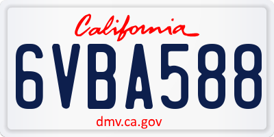 CA license plate 6VBA588