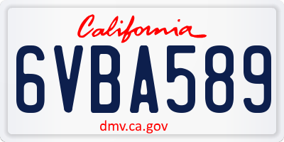 CA license plate 6VBA589