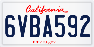 CA license plate 6VBA592
