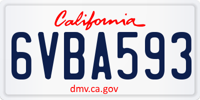 CA license plate 6VBA593