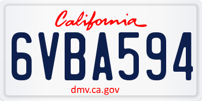 CA license plate 6VBA594