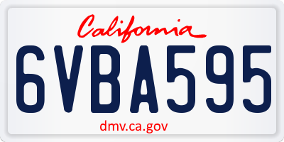 CA license plate 6VBA595