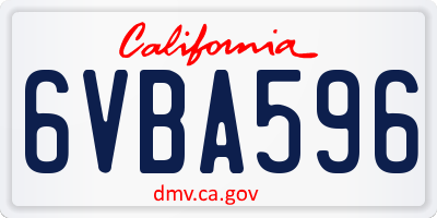 CA license plate 6VBA596