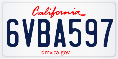 CA license plate 6VBA597