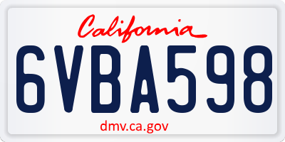 CA license plate 6VBA598