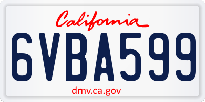 CA license plate 6VBA599