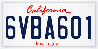 CA license plate 6VBA601