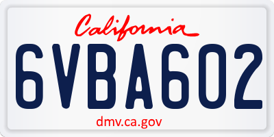 CA license plate 6VBA602