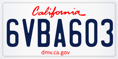 CA license plate 6VBA603