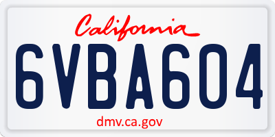 CA license plate 6VBA604