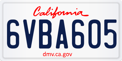 CA license plate 6VBA605