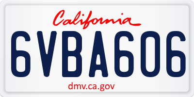 CA license plate 6VBA606