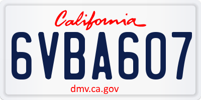 CA license plate 6VBA607