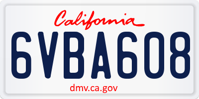 CA license plate 6VBA608