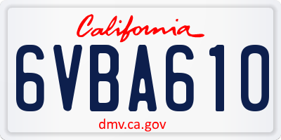 CA license plate 6VBA610