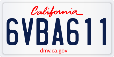 CA license plate 6VBA611