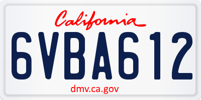 CA license plate 6VBA612