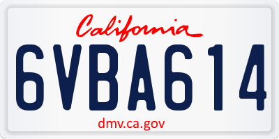 CA license plate 6VBA614