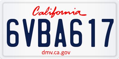 CA license plate 6VBA617