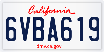 CA license plate 6VBA619