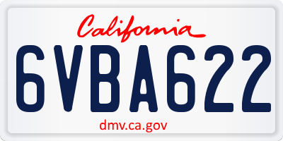 CA license plate 6VBA622