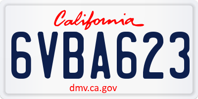 CA license plate 6VBA623