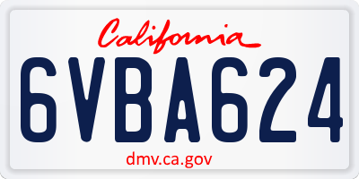 CA license plate 6VBA624