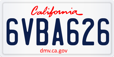 CA license plate 6VBA626