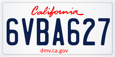 CA license plate 6VBA627