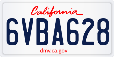 CA license plate 6VBA628