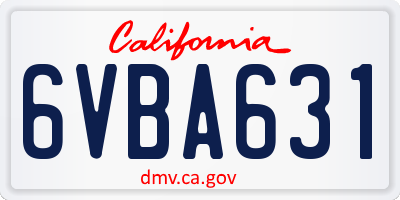 CA license plate 6VBA631