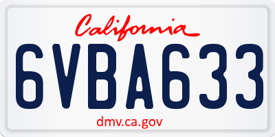 CA license plate 6VBA633
