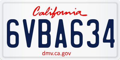 CA license plate 6VBA634