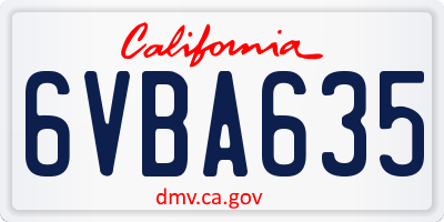 CA license plate 6VBA635