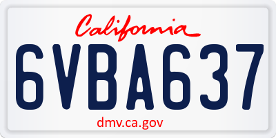 CA license plate 6VBA637