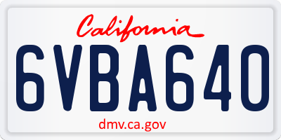 CA license plate 6VBA640