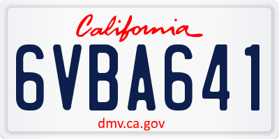 CA license plate 6VBA641