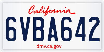 CA license plate 6VBA642