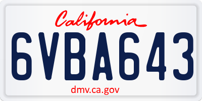 CA license plate 6VBA643