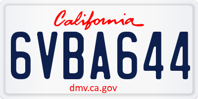 CA license plate 6VBA644